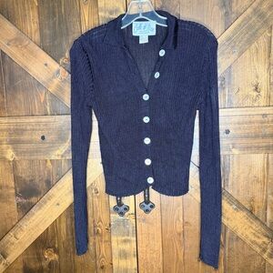 Calle Del Mar long sleeve shell buttons ribbed cardigan Size M
